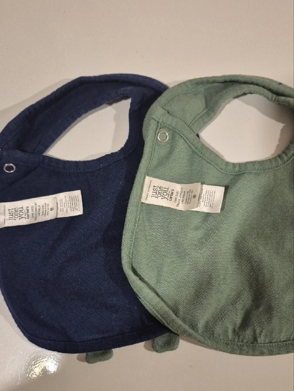 Two-Pack Baby Bibs in Green Dinosaur Print and Navy